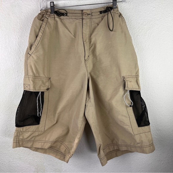UTILITY Khaki Cargo Shorts w/2 adj net cargo pockets front & 2 Velcro flap - Picture 1 of 10